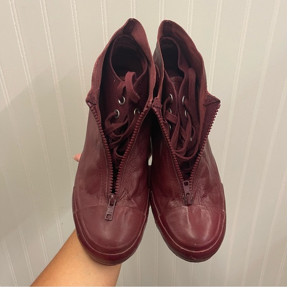 Converse Chuck Taylor All Star Lux Shroud Mid Wedge Sneakers in Bordeaux Sz 10 - Picture 2 of 11